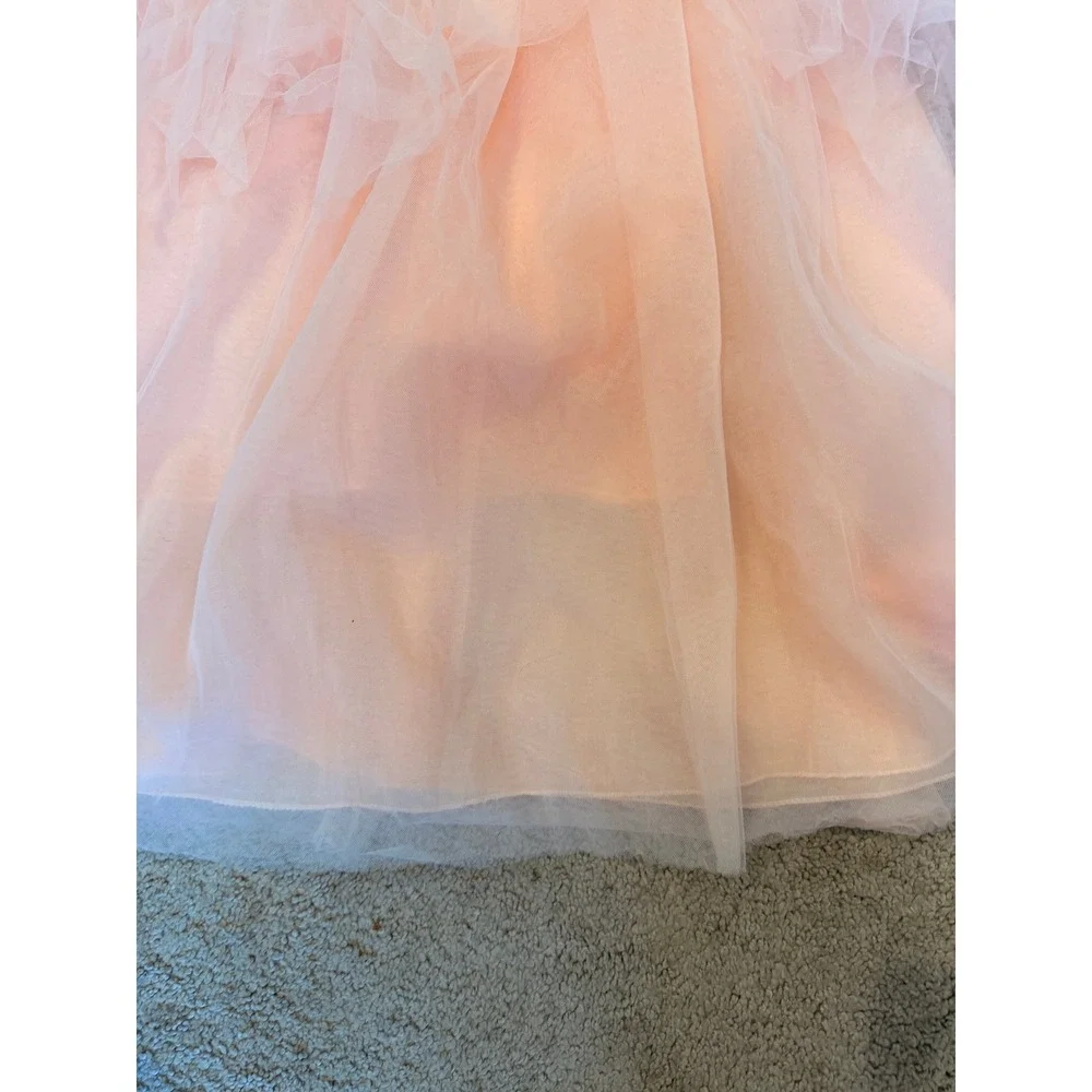 Ibtom Castle Girls Peach Pink Lace Tulle Sequin Flower‎ Girl Pageant Dress 130
